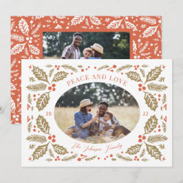 ヴィンテージ ホリーベリー オーバル フォト | 赤とゴールド シーズンカード