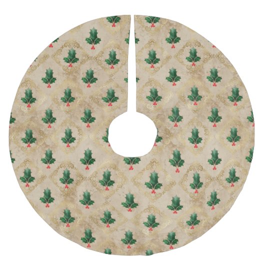 ヴィンテージ ホリー ダマスク パターン ブラッシュドポリエステルツリースカート (正面)