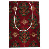 ヴィンテージ ホリー ダマスク パターン  ミディアムペーパーバッグ (正面)