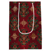 ヴィンテージ ホリー ダマスク パターン  ミディアムペーパーバッグ (裏面)