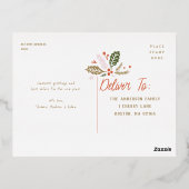 ヴィンテージ ホリー ブライト タイポグラフィー クリスマス フォイル 箔シーズンポストカード (裏面)