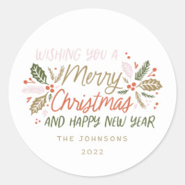 ヴィンテージ ホリー ブライト タイポグラフィー クリスマス ラウンドシール