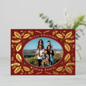 ヴィンテージ ホリー ベリー ウィッシーズ クリスマス ゴールド フォイル H 箔シーズンカード (立ち正面)