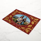 ヴィンテージ ホリー ベリー ウィッシーズ クリスマス ゴールド フォイル H 箔シーズンカード (回転した状態)