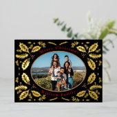 ヴィンテージ ホリー ベリー ウィッシーズ クリスマス ゴールド 箔シーズンカード (立ち正面)