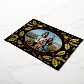 ヴィンテージ ホリー ベリー ウィッシーズ クリスマス ゴールド 箔シーズンカード (回転した状態)