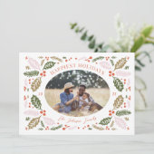 ヴィンテージ ホリー ベリー オーバル フォト | カラフル ブライト シーズンカード (スタンド正面)