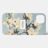 ヴィンテージ ホワイトクリーム色のつつじの花のモノグラム Case-Mate iPhoneケース (裏面 (横))