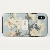 ヴィンテージ ホワイトクリーム色のつつじの花のモノグラム Case-Mate iPhoneケース (裏面(横))