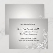 ヴィンテージ ホワイトレース ウェディング レセプション シルバー エンクロージャーカード (正面/裏面)