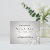 ヴィンテージ ホワイトレース ウェディング レセプション シルバー エンクロージャーカード (スタンド正面)