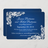 ヴィンテージ ホワイトレース セーブ・ザ・デート 招待状 (正面/裏面)