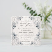 ヴィンテージ ホワイトローズ ウェディング 招待状 (スタンド正面)