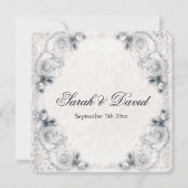 ヴィンテージ ホワイトローズ ウェディング 招待状 (裏面)