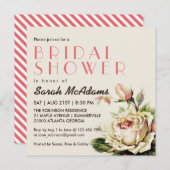 ヴィンテージ ホワイトローズ ブライダルシャワー 招待状 (正面/裏面)