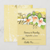 ヴィンテージ ホワイト イエロー プルメリア アイビー プレース カード (正面/裏面)