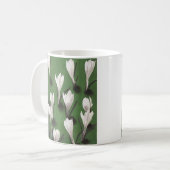 ヴィンテージ ホワイト クロッカス フローラル パターン, ガーデン フラワー コーヒーマグカップ (正面左)