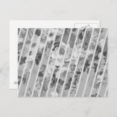 ヴィンテージ ホワイト グレー フラワー ストライプ パターン ポストカード (正面/裏面)