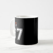 ヴィンテージ ホワイト スケッチ風 数字 97 コーヒーマグカップ (正面左)