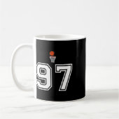 ヴィンテージ ホワイト スケッチ風 数字 97 コーヒーマグカップ (左)