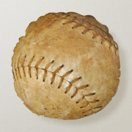 ヴィンテージ ホワイト ソフトボール ホワイトステッチカスタマイズ ラウンドクッション