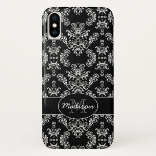 ヴィンテージ·ホワイト·ダマエレガントスク·ブラック·モノグラム iPhone X ケース