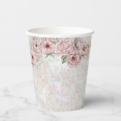 ヴィンテージ ホワイト ピオニー ブライダル シャワー ティーパーティー 紙コップ (正面)