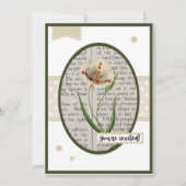 ヴィンテージ ホワイト ポピー 裏面に誕生日詳細 招待状 (正面)