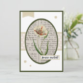 ヴィンテージ ホワイト ポピー 裏面に誕生日詳細 招待状 (スタンド正面)