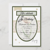 ヴィンテージ ホワイト ポピー 裏面に誕生日詳細 招待状 (裏面)