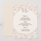 ヴィンテージ ホワイト ローズ メニュー カード (正面/裏面)