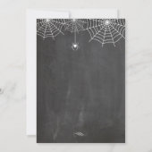 ヴィンテージ ホワイト 黒板 クモ ハロウィンパーティー 招待状 (裏面)