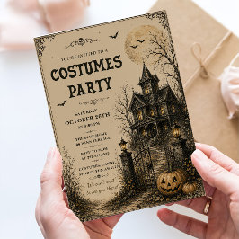 ヴィンテージ・ホーンテッドハウス・コスチューム・ハロウィンパーティー 招待状