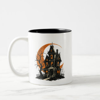 ヴィンテージ・ホーンテッドハウス コーヒーマグ | レトロハロウィン ツートーンマグカップ
