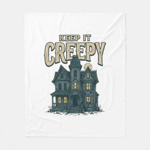 ヴィンテージ・ホーンテッドハウス・ハロウィーン・デザイン おばけ屋敷の雰囲気を楽しもう フリースブランケット