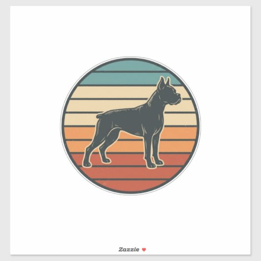 ヴィンテージ ボクサー 犬 夕焼け 彫刻 ベクター デザイン_1 シール (シート)