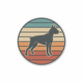 ヴィンテージ ボクサー 犬 夕焼け 彫刻 ベクター デザイン_1 シール (正面)