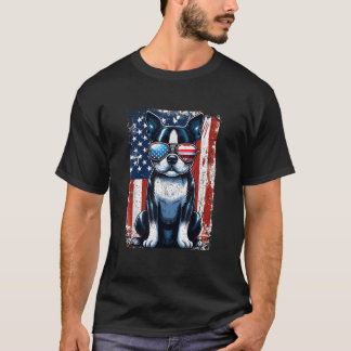 ヴィンテージ ボストンテリア アメリカ アメリカ国旗 ペ Tシャツ