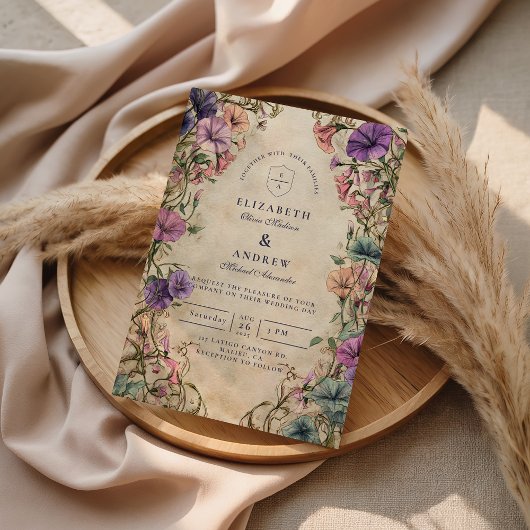 ヴィンテージ・ボタニカルガーデン・ウェディング 招待状