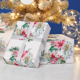 ヴィンテージ・ボタニカルランタンクリスマス包装紙 ラッピングペーパー