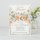 ヴィンテージ ボタニカル アプリコット フラワーのイースター インビテーション (スタンド正面)