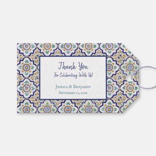 ヴィンテージ ボタニカル オーナメント タイル パターン ギフトタグ (正面(横))