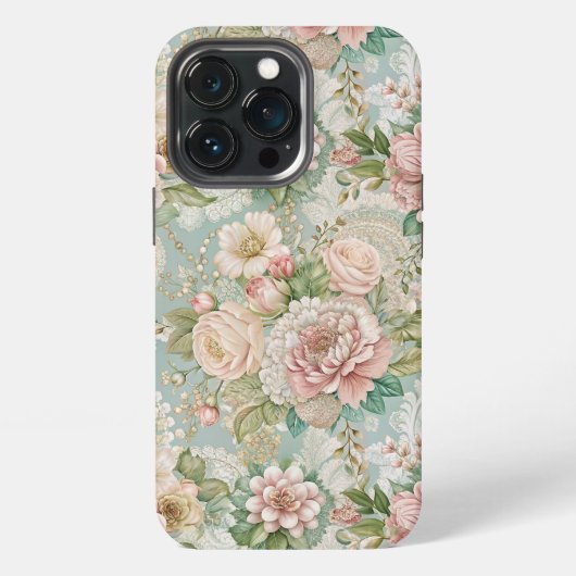 ヴィンテージ・ボタニカル、ガーリー iPhoneケース (裏面)