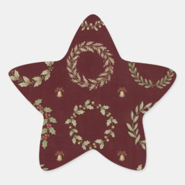 ヴィンテージ ボタニカル クリスマス ギフト ワインレッド 星シール