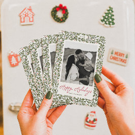 ヴィンテージ+ボタニカル+クリスマス+ホリデー写真 マグネット