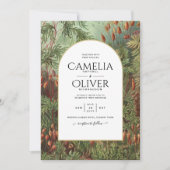 ヴィンテージ ボタニカル グリーン テラコッタ ウェディング インビテーション (正面)