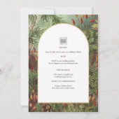 ヴィンテージ ボタニカル グリーン テラコッタ ウェディング インビテーション (裏面)