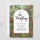 ヴィンテージ ボタニカル グリーン テラコッタ ウェディング 招待状 (正面)