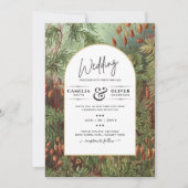 ヴィンテージ ボタニカル グリーン テラコッタ ウェディング 招待状 (正面)