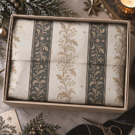 ヴィンテージ ボタニカル ストライプ セレステリアン クリスマス 薄葉紙